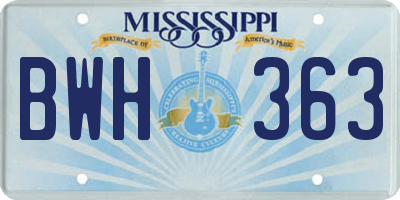 MS license plate BWH363
