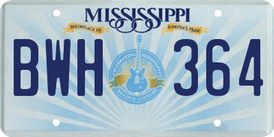 MS license plate BWH364