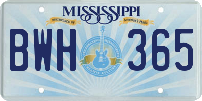MS license plate BWH365