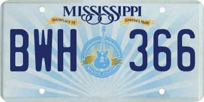 MS license plate BWH366