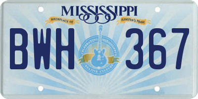 MS license plate BWH367