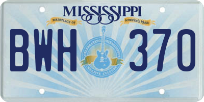 MS license plate BWH370