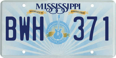MS license plate BWH371