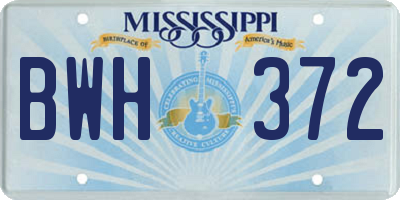 MS license plate BWH372