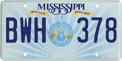MS license plate BWH378