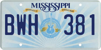 MS license plate BWH381