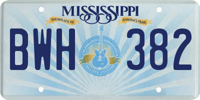MS license plate BWH382