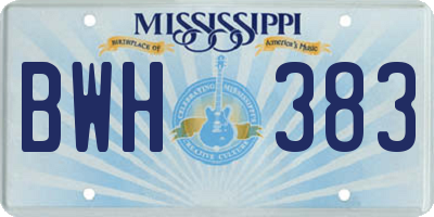 MS license plate BWH383