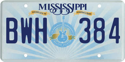 MS license plate BWH384
