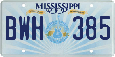 MS license plate BWH385