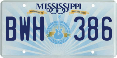 MS license plate BWH386