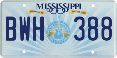 MS license plate BWH388