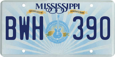 MS license plate BWH390