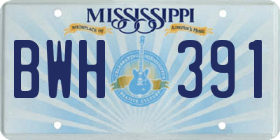 MS license plate BWH391