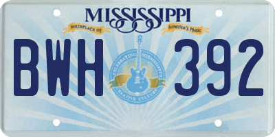 MS license plate BWH392