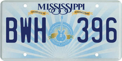 MS license plate BWH396