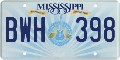 MS license plate BWH398