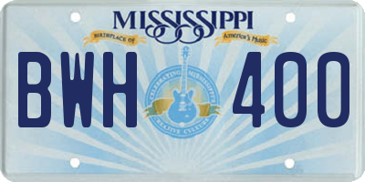 MS license plate BWH400