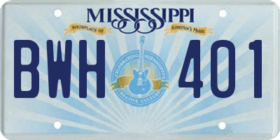 MS license plate BWH401