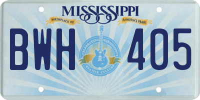 MS license plate BWH405