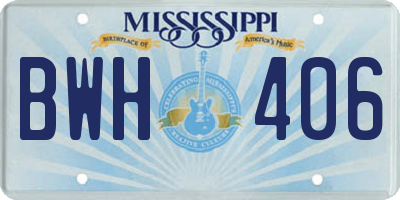 MS license plate BWH406