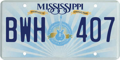 MS license plate BWH407