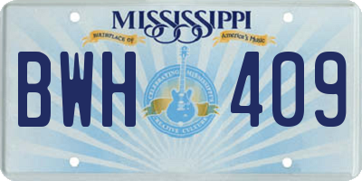 MS license plate BWH409