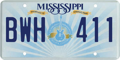 MS license plate BWH411