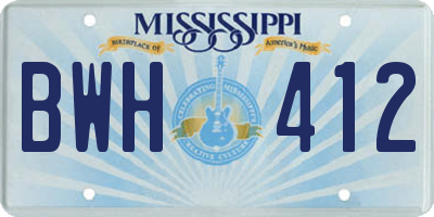 MS license plate BWH412