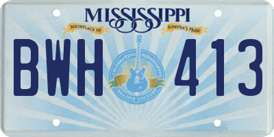 MS license plate BWH413