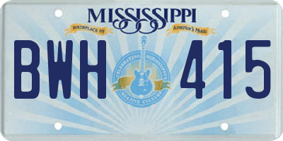 MS license plate BWH415
