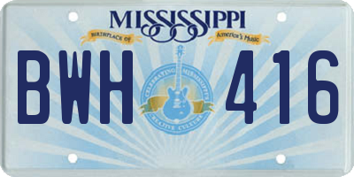 MS license plate BWH416