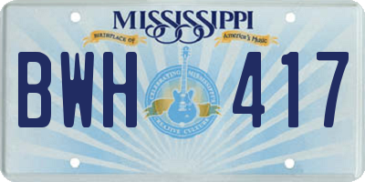 MS license plate BWH417