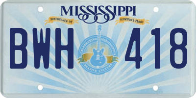 MS license plate BWH418
