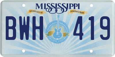 MS license plate BWH419