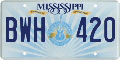 MS license plate BWH420