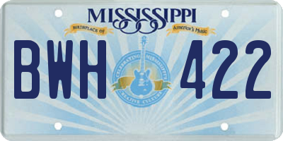 MS license plate BWH422