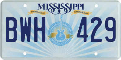 MS license plate BWH429
