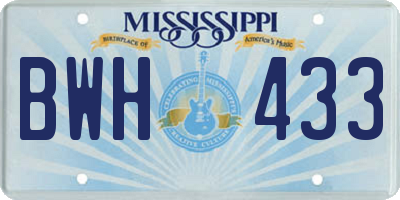 MS license plate BWH433
