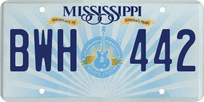MS license plate BWH442