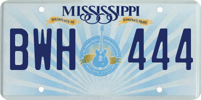 MS license plate BWH444