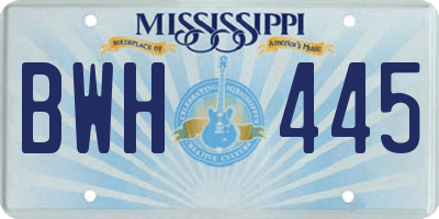 MS license plate BWH445