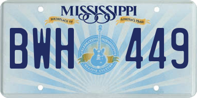MS license plate BWH449
