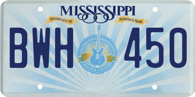 MS license plate BWH450