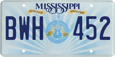 MS license plate BWH452
