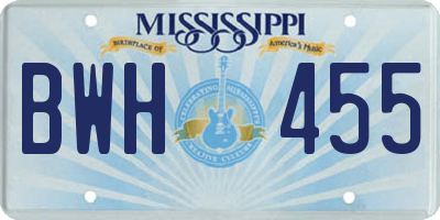 MS license plate BWH455