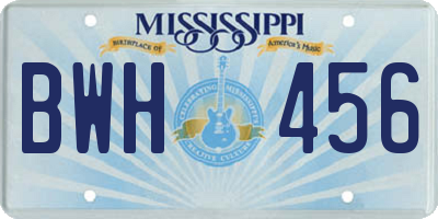 MS license plate BWH456