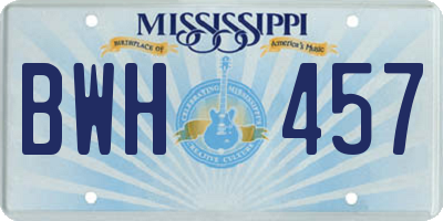 MS license plate BWH457