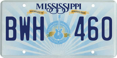 MS license plate BWH460