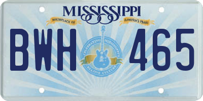 MS license plate BWH465